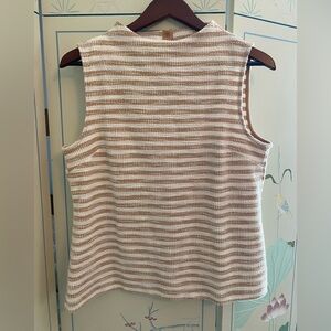 Talbots Cream and Tan Striped Tank Top